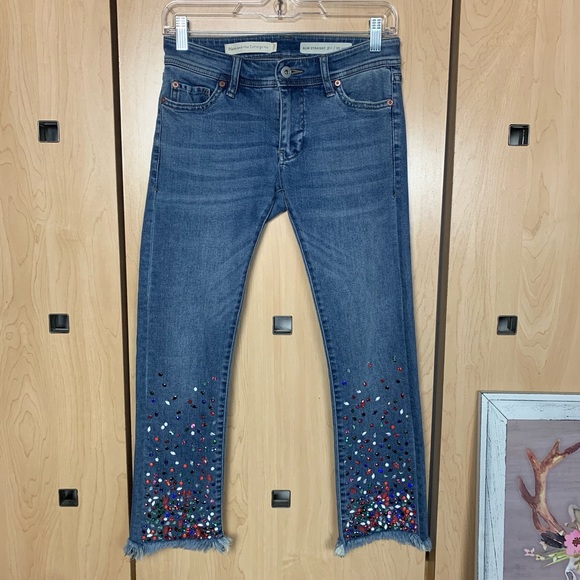 ANTHROPOLOGIE embellished slim straight ankle jean - Picture 2 of 8